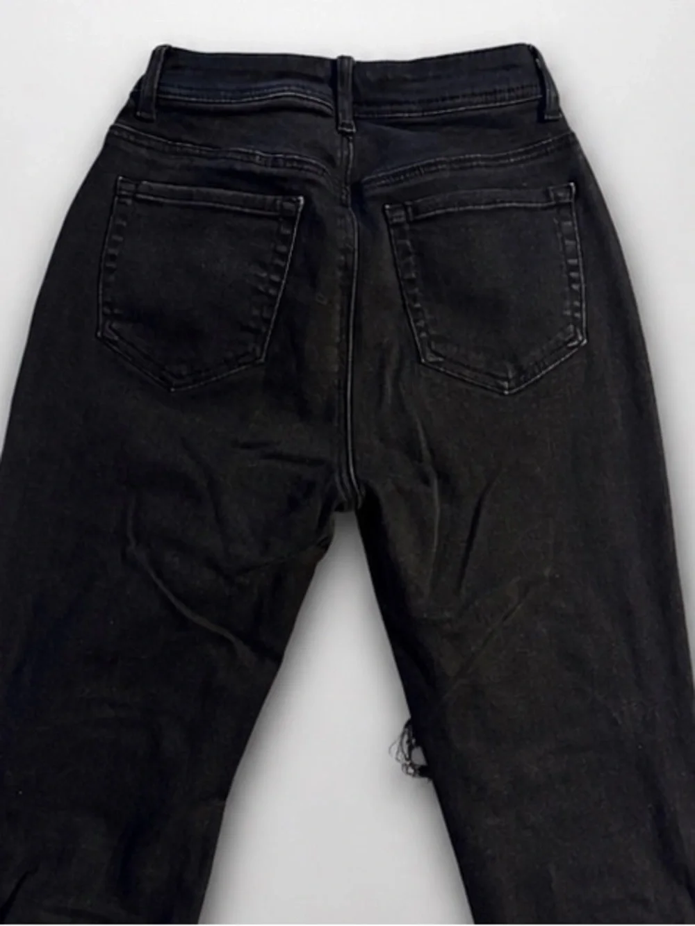 Black Distressed Jeans with Patch Pockets
